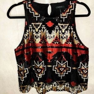 Sequin Aztec Print Top